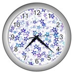 Christmas Stars Background Wall Clock (Silver)