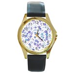 Christmas Stars Background Round Gold Metal Watch