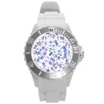 Christmas Stars Background Round Plastic Sport Watch (L)