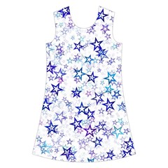 Christmas Stars Background Kids  Short Sleeve Velvet Dress from ArtsNow.com Front