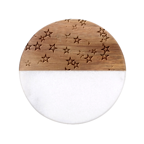 Christmas Stars Background Classic Marble Wood Coaster (Round)  from ArtsNow.com Front