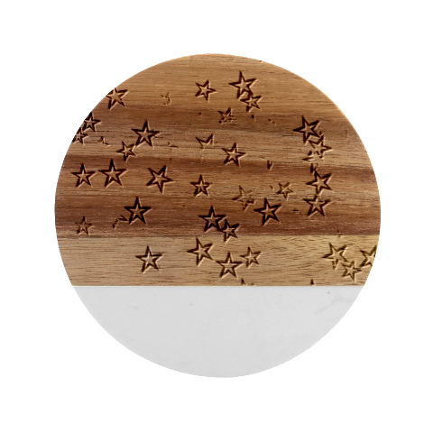 Christmas Stars Background Marble Wood Coaster (Round) from ArtsNow.com Front