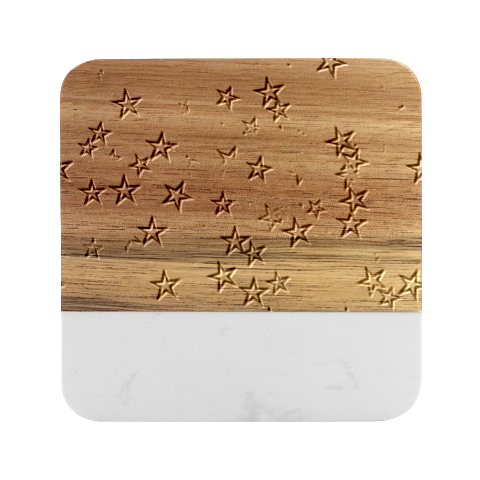 Christmas Stars Background Marble Wood Coaster (Square) from ArtsNow.com Front