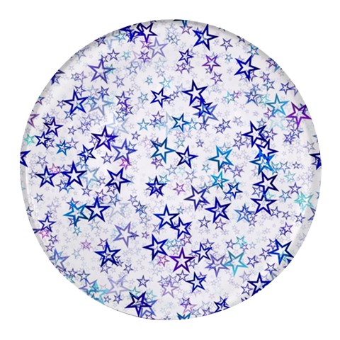 Christmas Stars Background Round Glass Fridge Magnet (4 pack) from ArtsNow.com Front