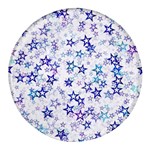 Christmas Stars Background Round Glass Fridge Magnet (4 pack)