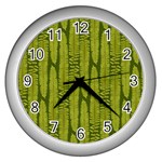 Fern Texture Nature Leaves Wall Clock (Silver)