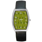 Fern Texture Nature Leaves Barrel Style Metal Watch