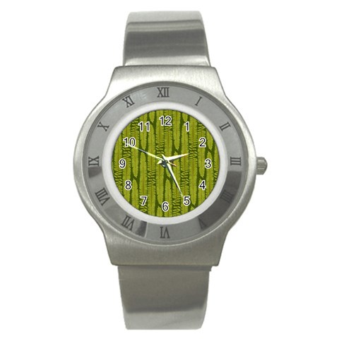 Fern Texture Nature Leaves Stainless Steel Watch from ArtsNow.com Front