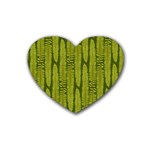 Fern Texture Nature Leaves Rubber Heart Coaster (4 pack)