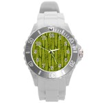 Fern Texture Nature Leaves Round Plastic Sport Watch (L)