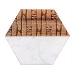 Fern Texture Nature Leaves Marble Wood Coaster (Hexagon) 