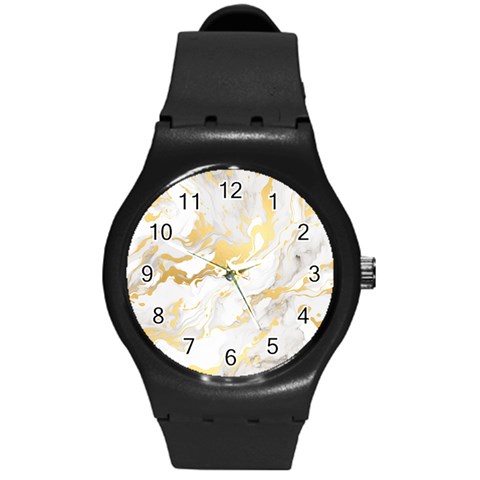 Marble Pattern Round Plastic Sport Watch (M) from ArtsNow.com Front