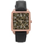 Camouflage Army Survival Uniform Rose Gold Leather Watch 