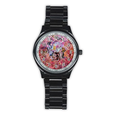 Marbling Blend  Stainless Steel Round Watch from ArtsNow.com Front