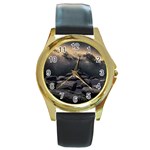 Stellar Dreamscape (AI&Human) Round Gold Metal Watch