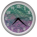 Colorful duotone abstract print Wall Clock (Silver)