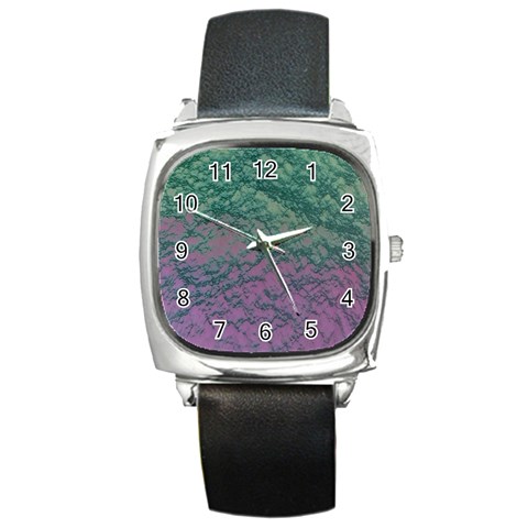 Colorful duotone abstract print Square Metal Watch from ArtsNow.com Front