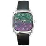 Colorful duotone abstract print Square Metal Watch