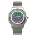 Colorful duotone abstract print Stainless Steel Watch