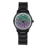 Colorful duotone abstract print Stainless Steel Round Watch