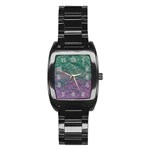 Colorful duotone abstract print Stainless Steel Barrel Watch