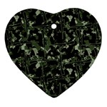 Hunting Motif Camouflage Pattern Print Bk Ornament (Heart)