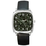 Hunting Motif Camouflage Pattern Print Bk Square Metal Watch