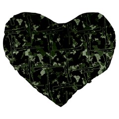 Hunting Motif Camouflage Pattern Print Bk Large 19  Premium Heart Shape Cushions from ArtsNow.com Front