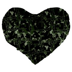 Hunting Motif Camouflage Pattern Print Bk Large 19  Premium Heart Shape Cushions from ArtsNow.com Back