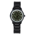 Hunting Motif Camouflage Pattern Print Bk Stainless Steel Round Watch