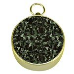 Hunting Motif Camouflage Pattern Print Bk Gold Compasses