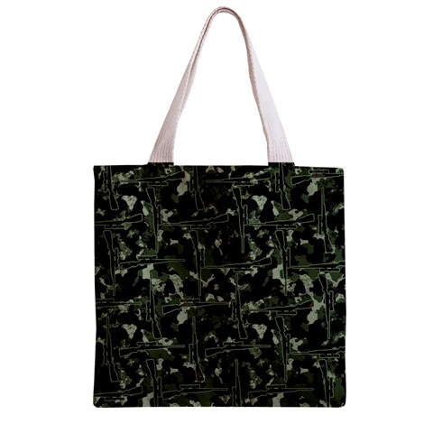 Hunting Motif Camouflage Pattern Print Bk Zipper Grocery Tote Bag from ArtsNow.com Back