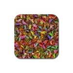 Echinopsis Terscheckii Cactus Motif Random Colored Pattern Rubber Coaster (Square)