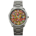 Echinopsis Terscheckii Cactus Motif Random Colored Pattern Sport Metal Watch