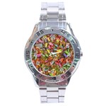 Echinopsis Terscheckii Cactus Motif Random Colored Pattern Stainless Steel Analogue Watch