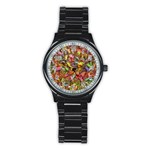 Echinopsis Terscheckii Cactus Motif Random Colored Pattern Stainless Steel Round Watch