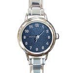 Blue Denim Fabric Round Italian Charm Watch