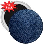 Blue Denim Fabric 3  Magnets (10 pack) 