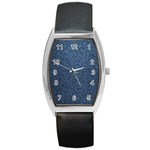 Blue Denim Fabric Barrel Style Metal Watch