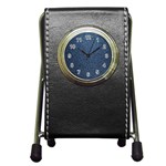 Blue Denim Fabric Pen Holder Desk Clock