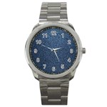 Blue Denim Fabric Sport Metal Watch