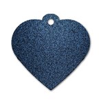 Blue Denim Fabric Dog Tag Heart (One Side)