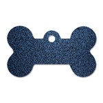 Blue Denim Fabric Dog Tag Bone (One Side)