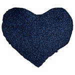 Blue Denim Fabric Large 19  Premium Heart Shape Cushions