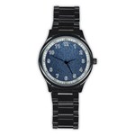 Blue Denim Fabric Stainless Steel Round Watch