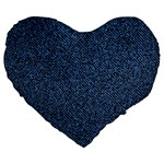 Blue Denim Fabric Large 19  Premium Flano Heart Shape Cushions