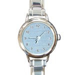 Blue Denim Texture, Macro Round Italian Charm Watch