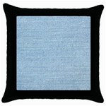 Blue Denim Texture, Macro Throw Pillow Case (Black)