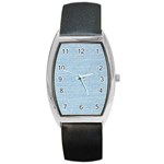 Blue Denim Texture, Macro Barrel Style Metal Watch