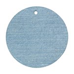 Blue Denim Texture, Macro Round Ornament (Two Sides)